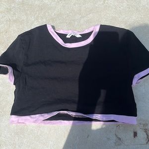 shein pink and black crop